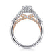 14K White-Rose Gold Hidden Halo Round Diamond Engagement Ring