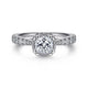 14K White Gold Hidden Halo Cushion Cut Diamond Engagement Ring