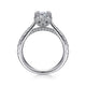 14K White Gold Hidden Halo Cushion Cut Diamond Engagement Ring