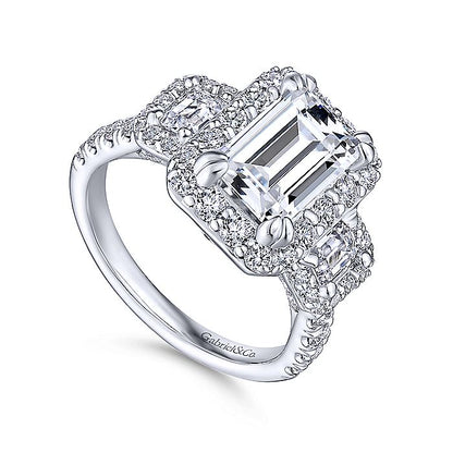 Gabriel & Co. ER14068E6W44JJ 14K White Gold Emerald Cut Diamond Engagement Ring