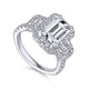 Gabriel & Co. ER14068E6W44JJ 14K White Gold Emerald Cut Diamond Engagement Ring