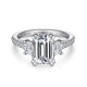 Gabriel & Co. ER14069E6W44JJ 14K White Gold Emerald Cut Three Stone Diamond Engagement Ring