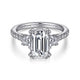 Gabriel & Co. ER14070E6W44JJ 14K White Gold Emerald Cut Three Stone Diamond Engagement Ring