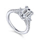Gabriel & Co. ER14070E6W44JJ 14K White Gold Emerald Cut Three Stone Diamond Engagement Ring