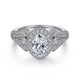 Vintage Inspired 14K White Gold Oval Halo Diamond Engagement Ring