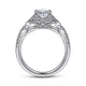 Gabriel & Co. ER14411O4W44JJ Unique 14K White Gold Vintage Inspired Oval Halo Diamond Engagement Ring