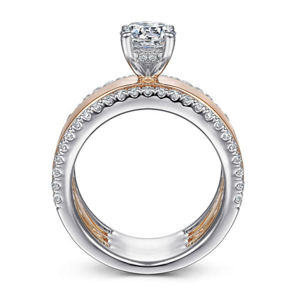 14K White-Rose Gold Round Diamond Engagement Ring