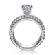 Gabriel & Co. ER14611R4W44JJ 14K White Gold Round Diamond Wide Band Engagement Ring