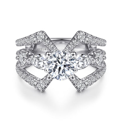 14K White Gold Round Diamond Engagement Ring