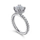 Gabriel & Co. ER14649C8W44JJ 14K White Gold Hidden Halo Cushion Cut Diamond Engagement Ring