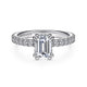Gabriel & Co. ER14649E4W44JJ 14K White Gold Hidden Halo Emerald Cut Diamond Engagement Ring