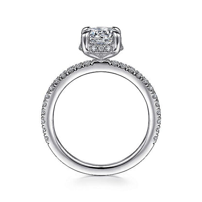 Gabriel & Co. ER14719R4W44JJ 14K White Gold Hidden Halo Round Diamond Engagement Ring