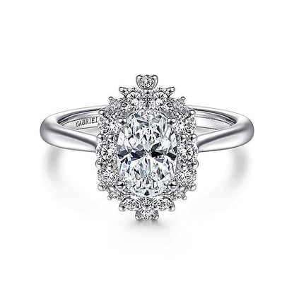Gabriel & Co. ER14722O4W44JJ 14K White Gold Oval Halo Diamond Engagement Ring