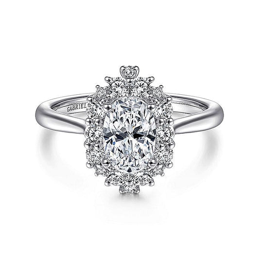 Gabriel & Co. ER14722O4W44JJ 14K White Gold Oval Halo Diamond Engagement Ring