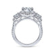 Gabriel & Co. ER14744R8W44JJ 14K White Gold Round 3 Stone Halo Diamond Engagement Ring