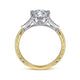 Vintage Inspired 14K White-Yellow Gold Round Diamond Channel Set Engagement Ring