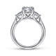 Gabriel & Co. ER14794R4W44JJ 14K White Gold Round 3 Stone Diamond Engagement Ring
