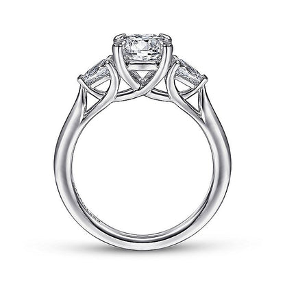 Gabriel & Co. ER14794R6W44JJ 14K White Gold Round 3 Stone Diamond Engagement Ring