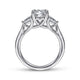 Gabriel & Co. ER14794R6W44JJ 14K White Gold Round 3 Stone Diamond Engagement Ring