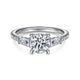 14K White Gold Round 3 Stone Diamond Channel Set Engagement Ring