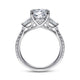 14K White Gold Round 3 Stone Diamond Channel Set Engagement Ring