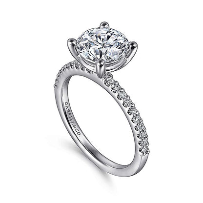 Gabriel & Co. ER14918R8W44JJ 14K White Gold Round Diamond Engagement Ring