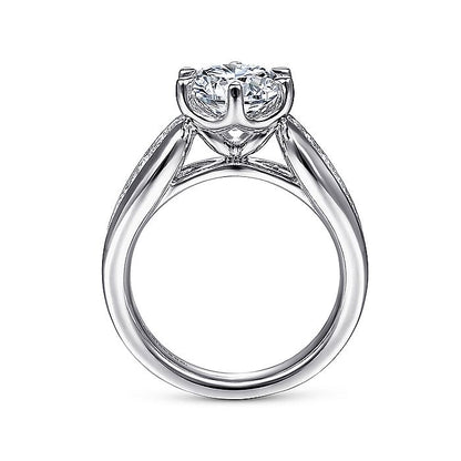 Gabriel & Co. ER14966R8W44JJ 14K White Gold Wide Band Round Diamond Engagement Ring