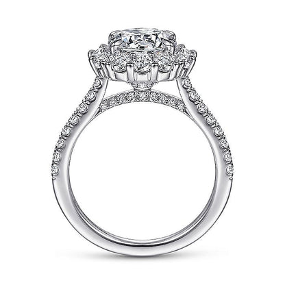 Gabriel & Co. ER14968R8W44JJ 14K White Gold Round Halo Diamond Engagement Ring