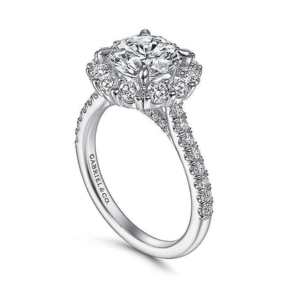 Gabriel & Co. ER14968R8W44JJ 14K White Gold Round Halo Diamond Engagement Ring