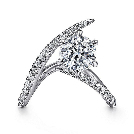 Gabriel & Co. ER15012R6W44JJ 14K White Gold Free Form Round Diamond Engagement Ring