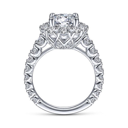 Gabriel & Co. ER15042R6W44JJ 14K White Gold Round Halo Diamond Engagement Ring
