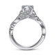 Gabriel & Co. ER15207R4W44JJ 14K White Gold Floral Round Diamond Engagement Ring