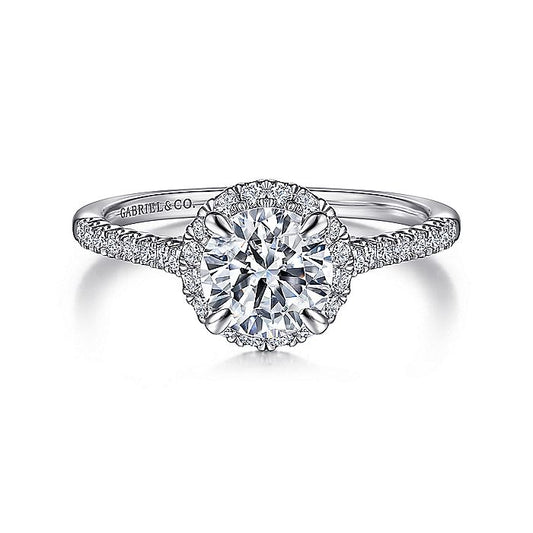 Gabriel & Co. ER15221R4W44JJ 14K White Gold Round Halo Diamond Engagement Ring
