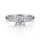 14K White Gold Round Three Stone Diamond Channel Set Engagement Ring