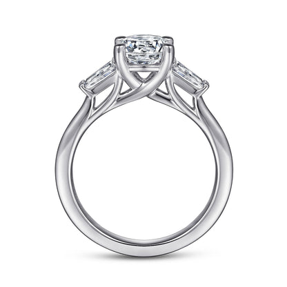 14K White Gold Round Three Stone Diamond Channel Set Engagement Ring