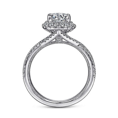 Gabriel & Co. ER15598Q4W44JJ 14K White Gold Round Halo Diamond Engagement Ring