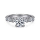 Gabriel & Co. ER15624R4W44JJ 14K White Gold Baguette and Round Diamond Engagement Ring
