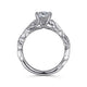 Gabriel & Co. ER15626R4W44JJ 14K White Gold Floral Round Diamond Engagement Ring