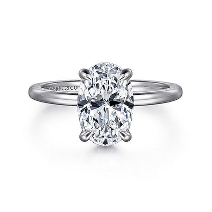 Gabriel & Co. ER16061O8W44JJ 14K White Gold Hidden Halo Oval Diamond Engagement Ring