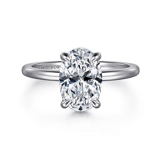 Gabriel & Co. ER16061O8W44JJ 14K White Gold Hidden Halo Oval Diamond Engagement Ring