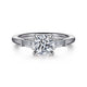 Gabriel & Co. ER16121R4W43JJ 14K White Gold Round Three Stone Diamond Engagement Ring