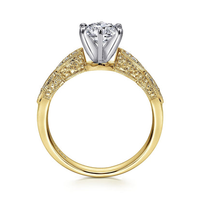 14K White-Yellow Gold Round Diamond Engagement Ring