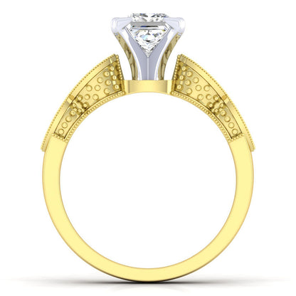 14K White-Yellow Gold Princess Cut Diamond Engagement Ring