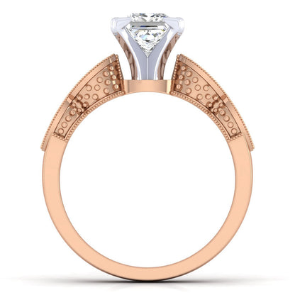14K White-Rose Gold Princess Cut Diamond Engagement Ring