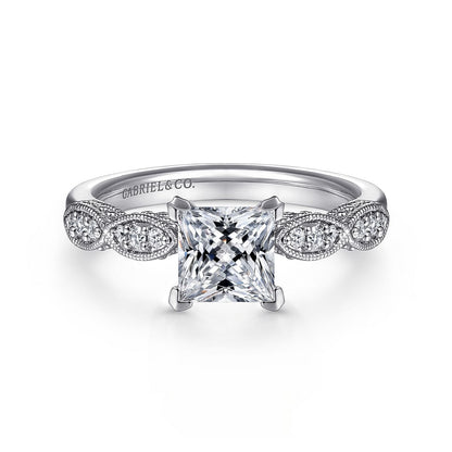 14K White Gold Princess Cut Diamond Engagement Ring