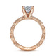 Vintage Inspired 14K Rose Gold Round Diamond Engagement Ring
