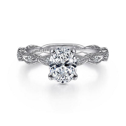Gabriel & Co. ER4122O4W44JJ 14K White Gold Oval Diamond Engagement Ring