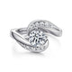 14K White Gold Round Bypass Diamond Channel Set Engagement Ring