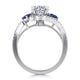 14K White Gold Round Three Stone Sapphire and Diamond Engagement Ring