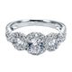 Platinum Round Three Stone Halo Diamond Engagement Ring